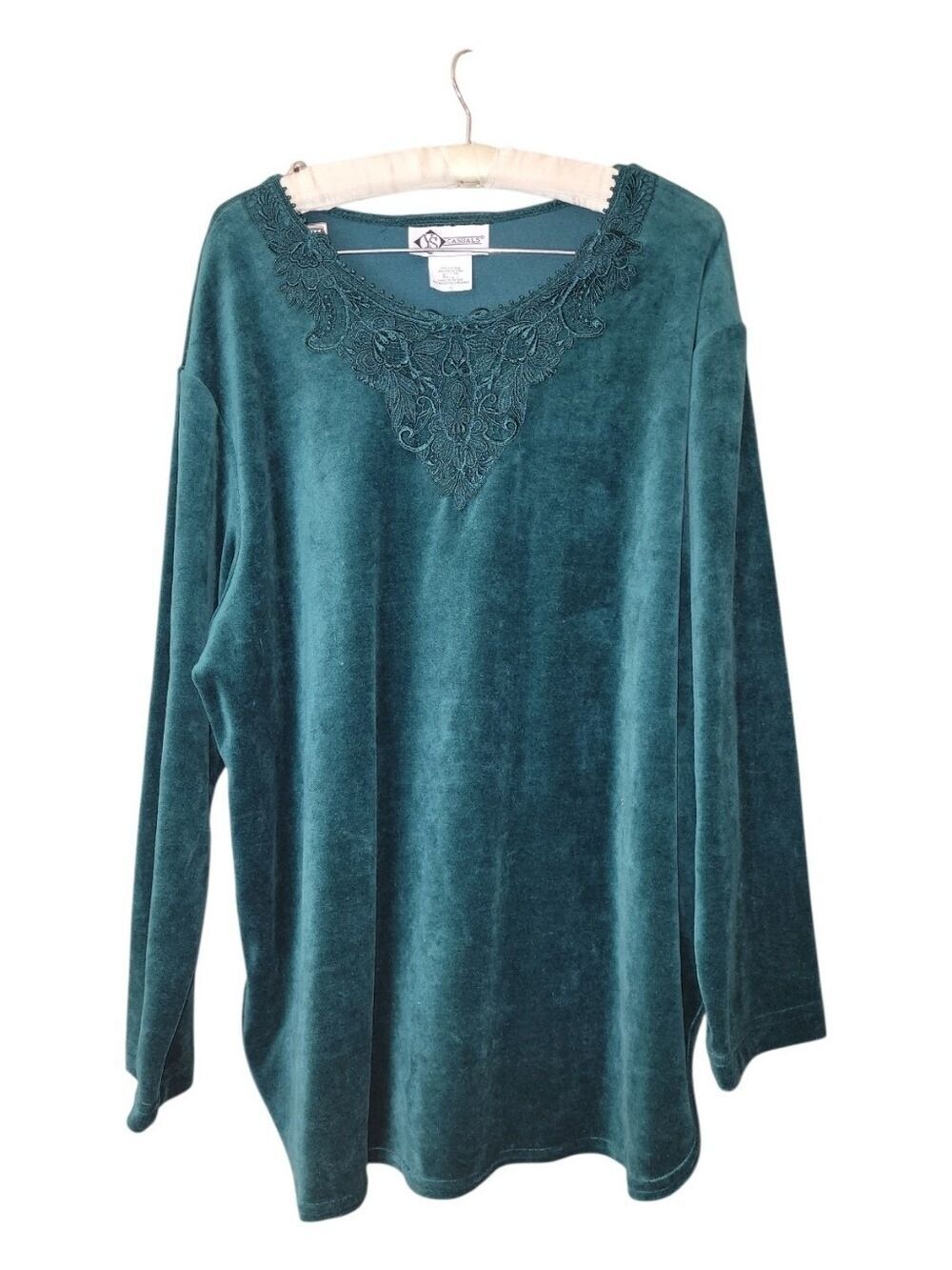 Vintage Y2K Boho Green Velvet Top Exquisitw Lace Top 1X